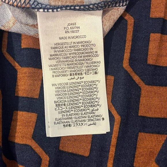 Boden Abigail Long Sleeve Cognac/Navy Geometric print Dress Size 12P - Picture 5 of 5